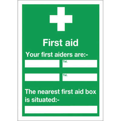 First Aid Safety Sign, 600x450mm, Self-Adhesive