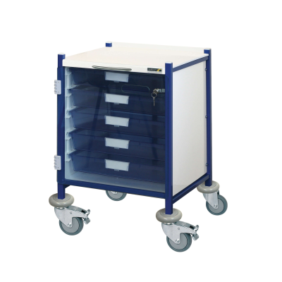 VISTA 40 Clinical Trolley 5 Single Depth Trays with Locking Door