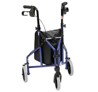 Tri-Walker Rollator, Aluminum Blue C/W Bag, Basket & Tray