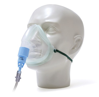 EcoLite, adult, oxygen mask with venturi valve 24% venturi valve, blue and 1.8m tube