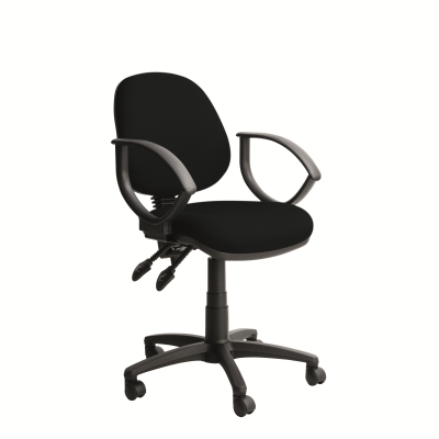 Banner Medium Back Operator Chair with 2-Lever Mechanism And Fixed Loop Arms - Black