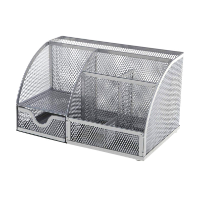 Mesh Desk Organiser Silver