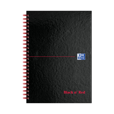 Black n Red A5 Wirebound Notebook Ruled - Hardback