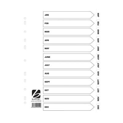 A4 Dividers Mylar Tabbed Jan - Dec