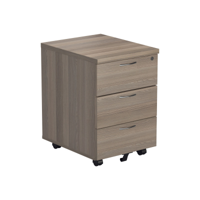 3 Drawer Mobile Pedestal - Grey Oak