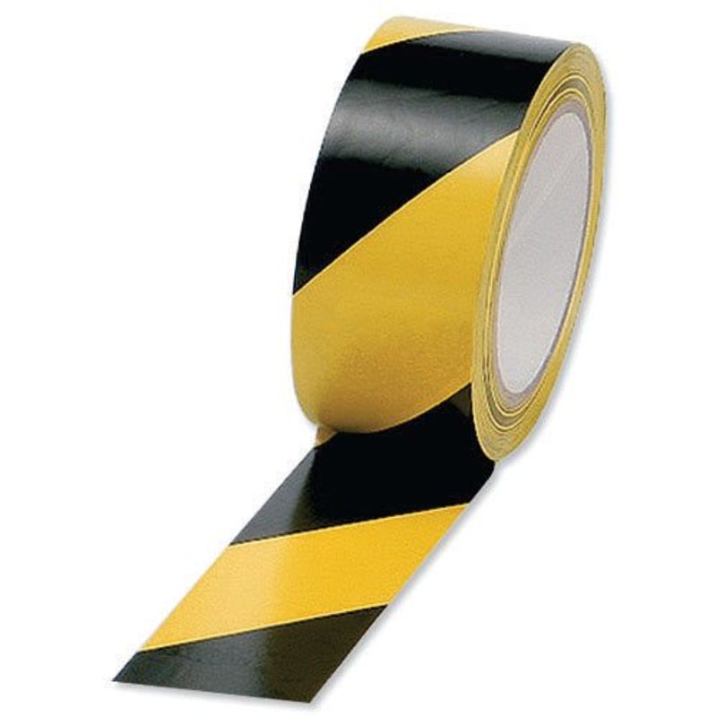 Hazard Warning Tape Black/Yellow, 50mm x 33m | Medical Supermarket