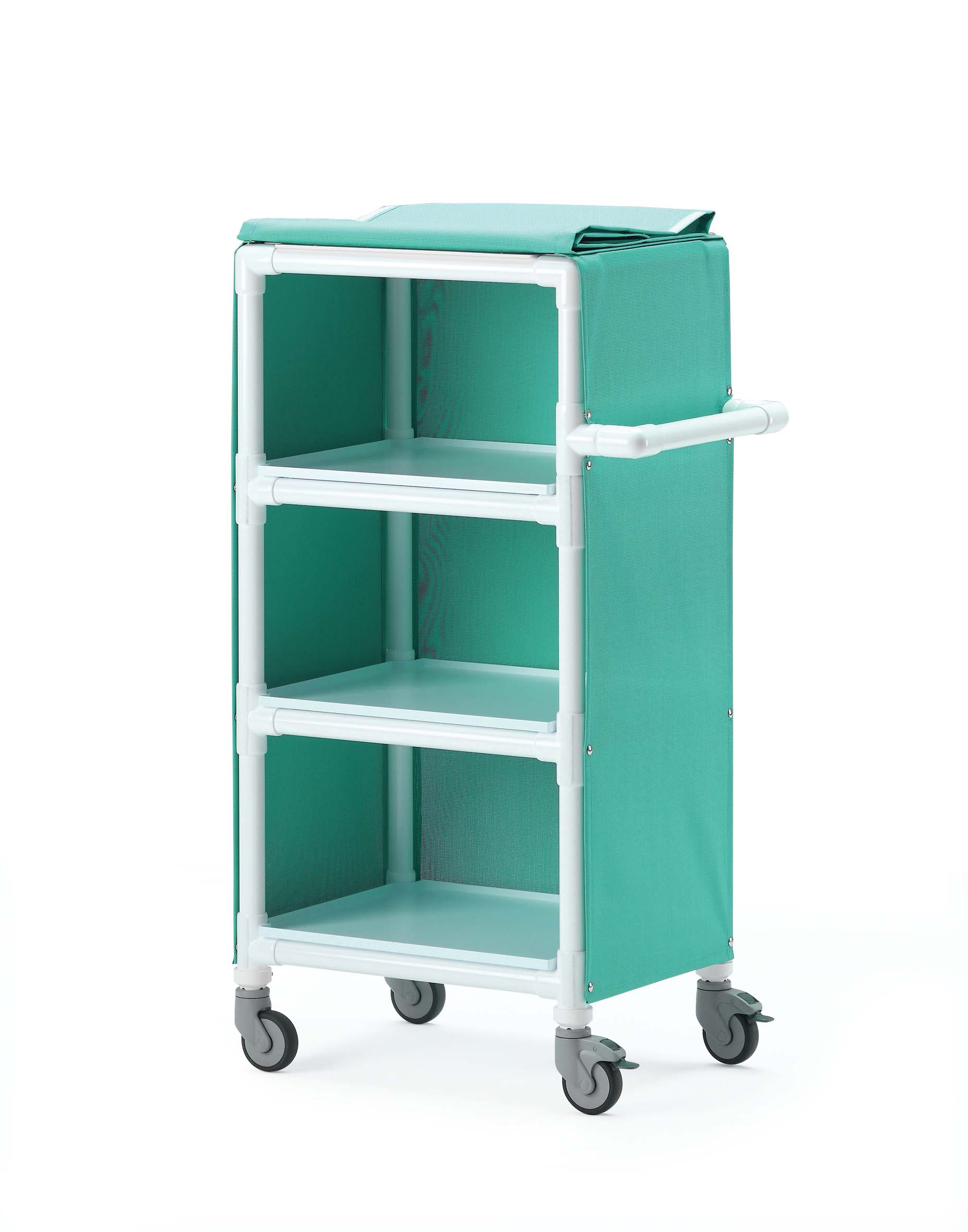 Linen Clean Distribution Cart with Green Canvas Covers | Medical Supermarket