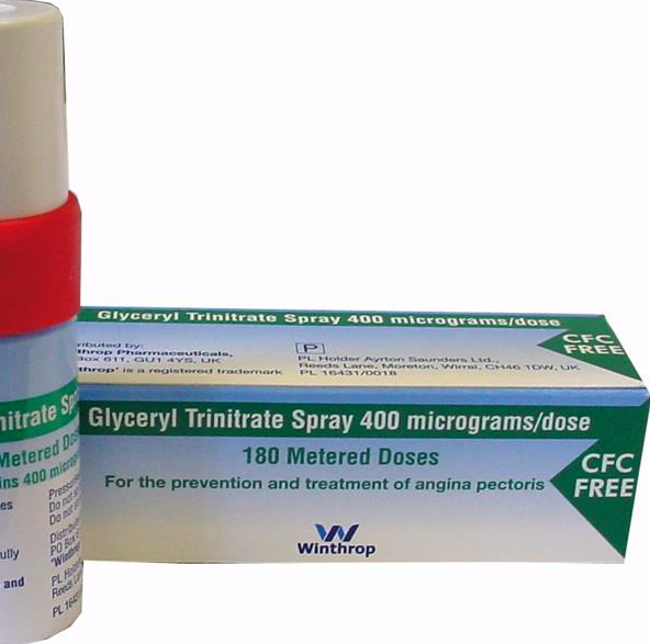 [AMB] (P) Glyceryl Trinitrate Spray (GTN) - 400mcg - 400mcg Spray - (Pack 1) | Medical Supermarket