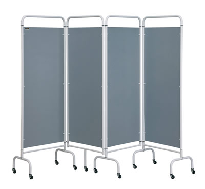 Four Panel Mobile Folding Screens Silver Panels | Medical Supermarket