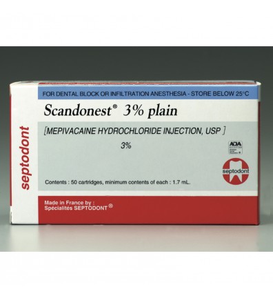 [AMB] (POM) (Septodont) (Mepivacaine) Scandonest 3% 2.2ml Cartridge (Pk/50) | Medical Supermarket