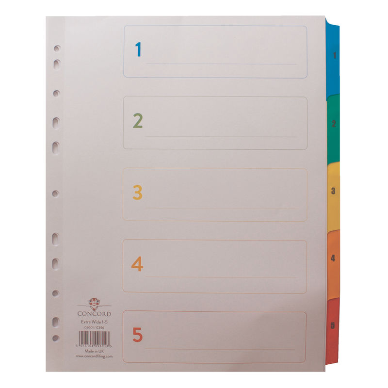Concord A4 Extra Wide Multicolour Indices 1-5 | Medical Supermarket