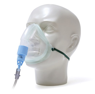 EcoLite, adult, oxygen mask with venturi valve 24% venturi valve, blue and 1.8m tube | Medical Supermarket