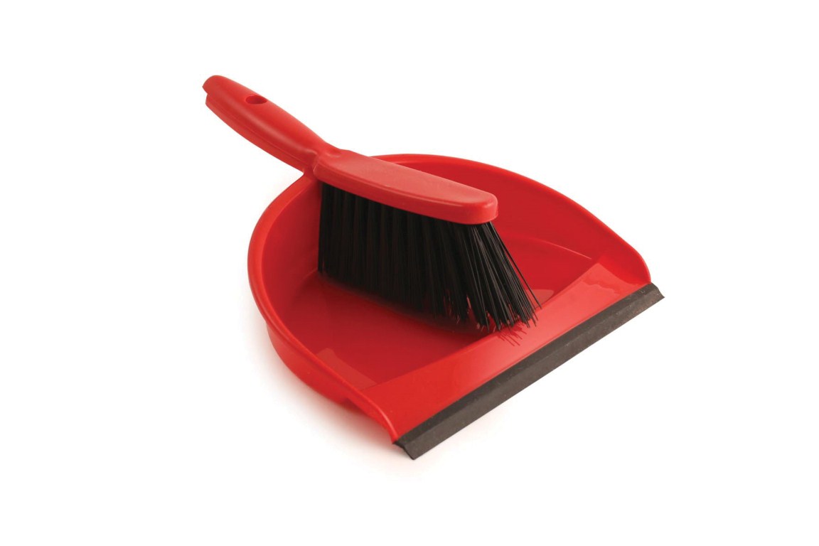 Plastic Dustpan & Brush Set Red | Medical Supermarket